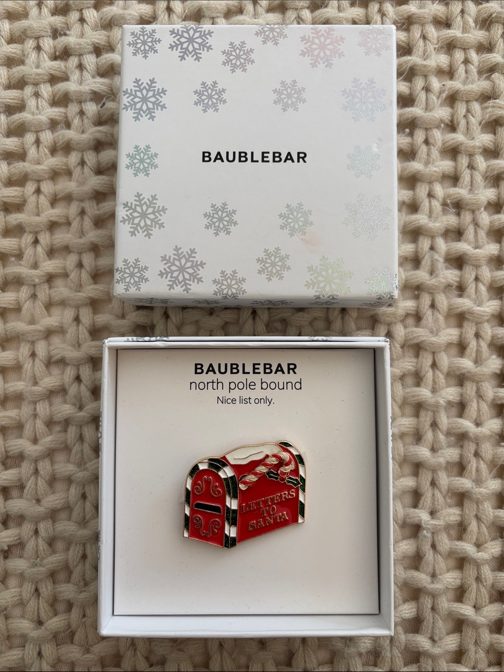 BaubleBar Red and White Enamel Mailbox Brooch